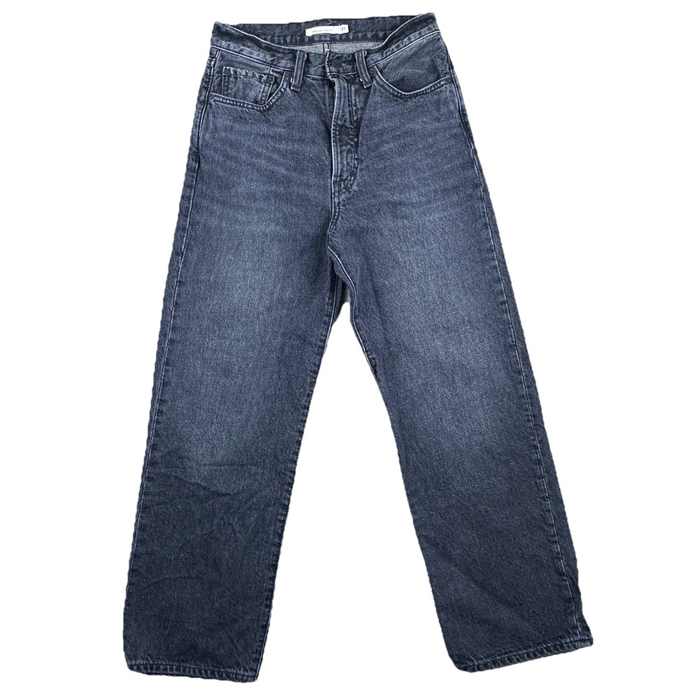 Levi's Women 27 Ribcage Straight Wellthread Black Denim Jeans Hemp‎ Cotton Blend